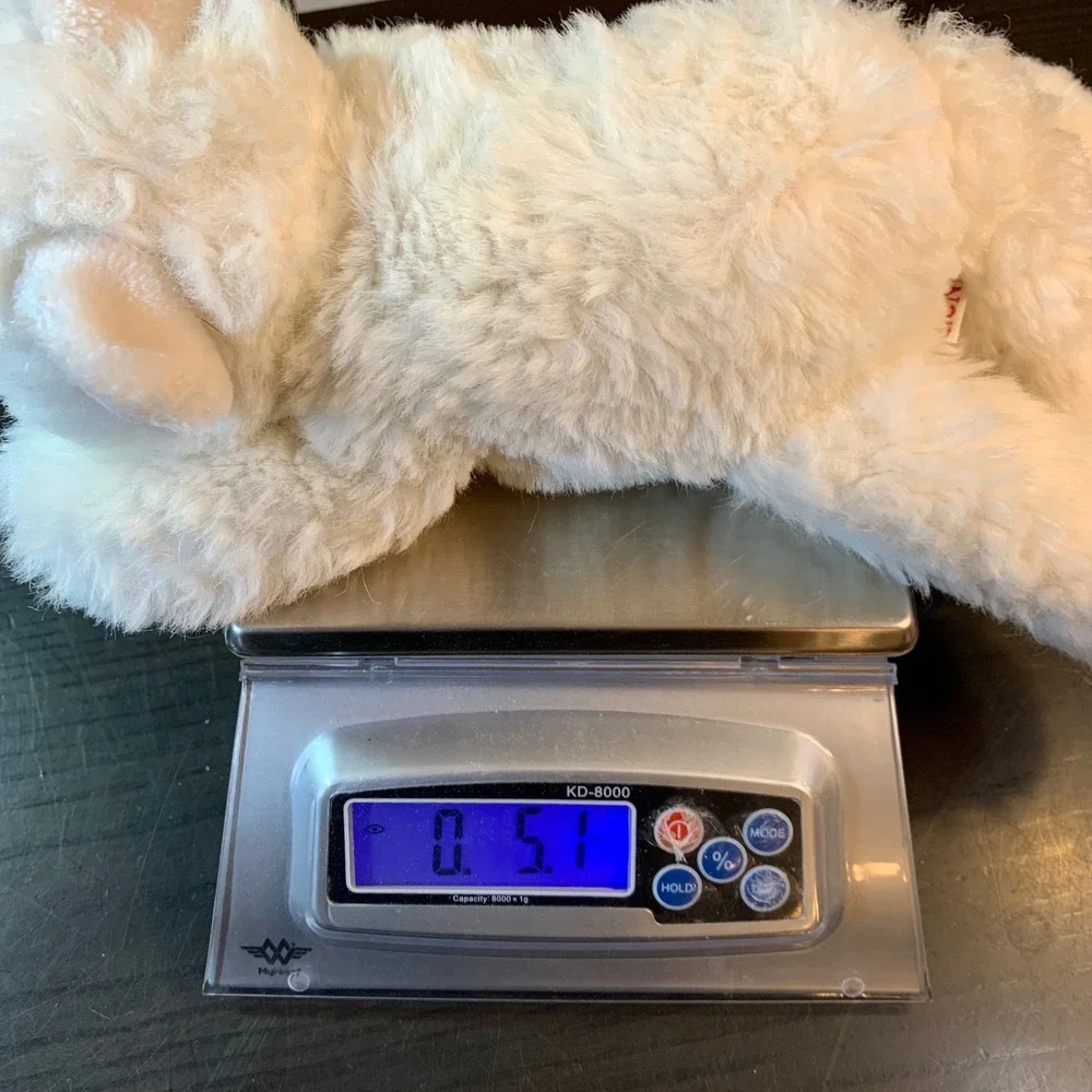 Vintage 1980 Gund White Cat Plush Blue Eyes Bell in Tail 14 Inch Retro‎ Toy